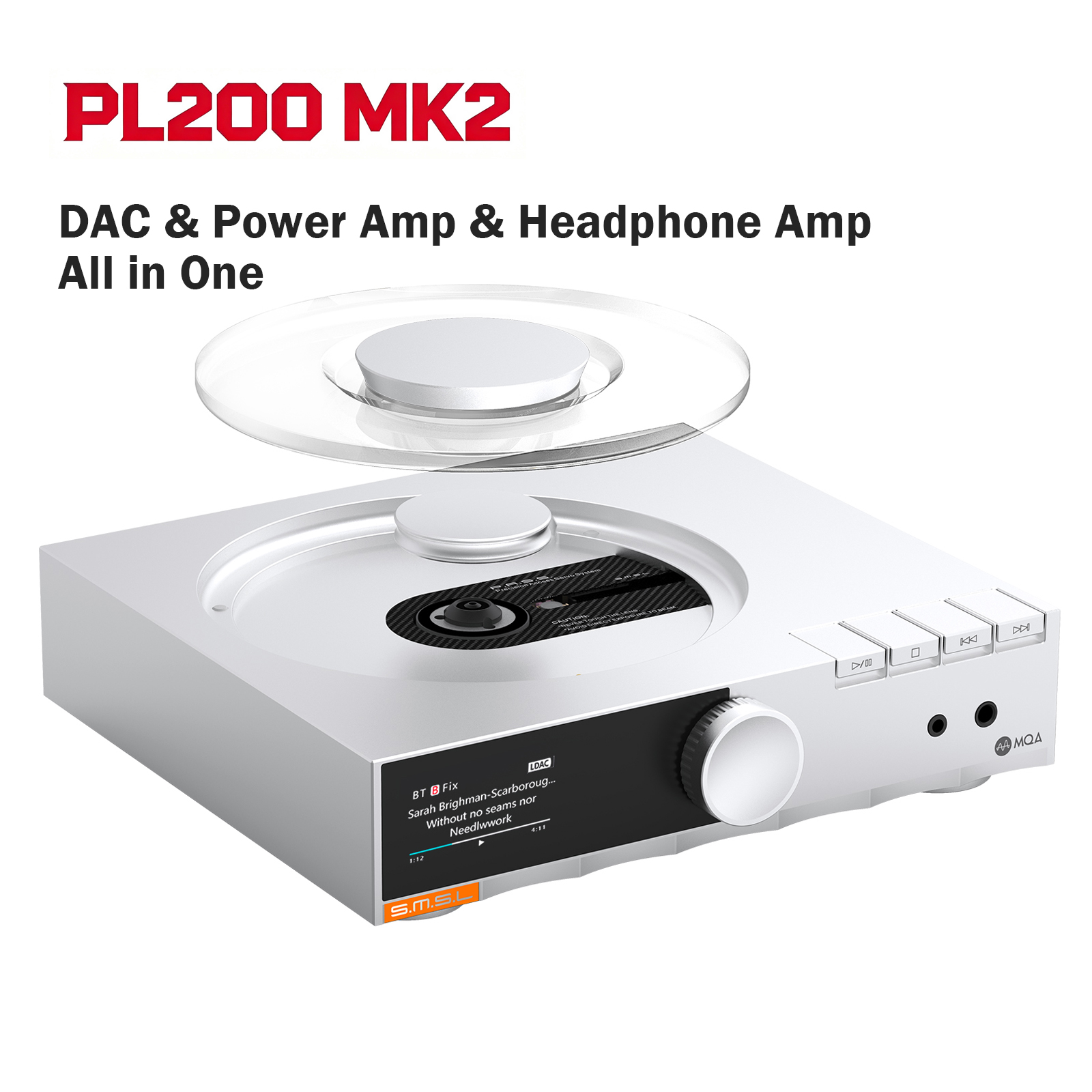 SMSL PL200 MK2 MQA-CD-Player, ES9039Q2M-DAC-Chip, Kopfhörerv